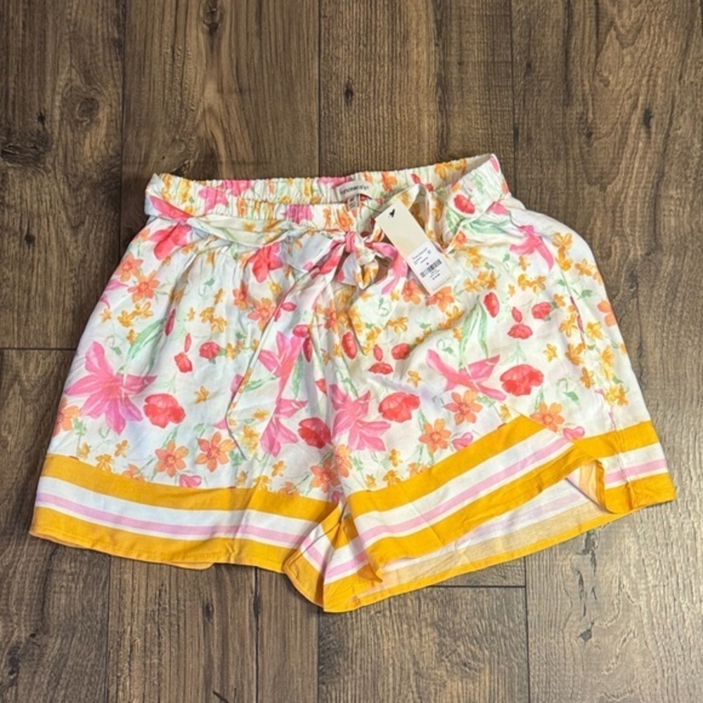 Francesca's Collections High Waist Floral Shorts - Pink and Orange